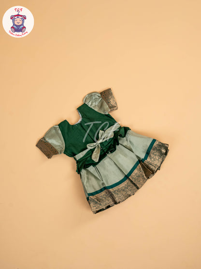 Dark Green & Pastel Green - Kids Readymade Frocks