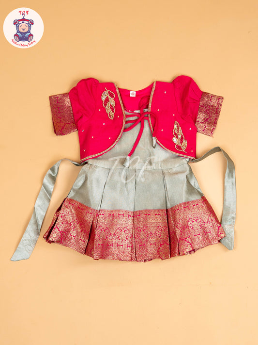 Pink & Pastel Green - Kids Readymade Frocks