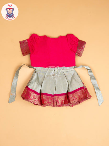 Pink & Pastel Green - Kids Readymade Frocks