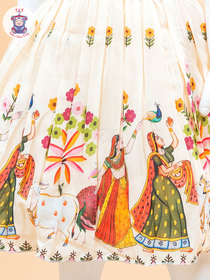 Maroon & Cream - Kids Readymade Frocks