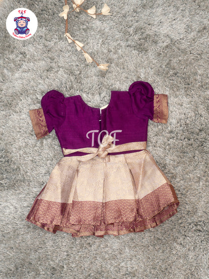 Wine Purple – Girls Embroidered Semi Silk Frocks