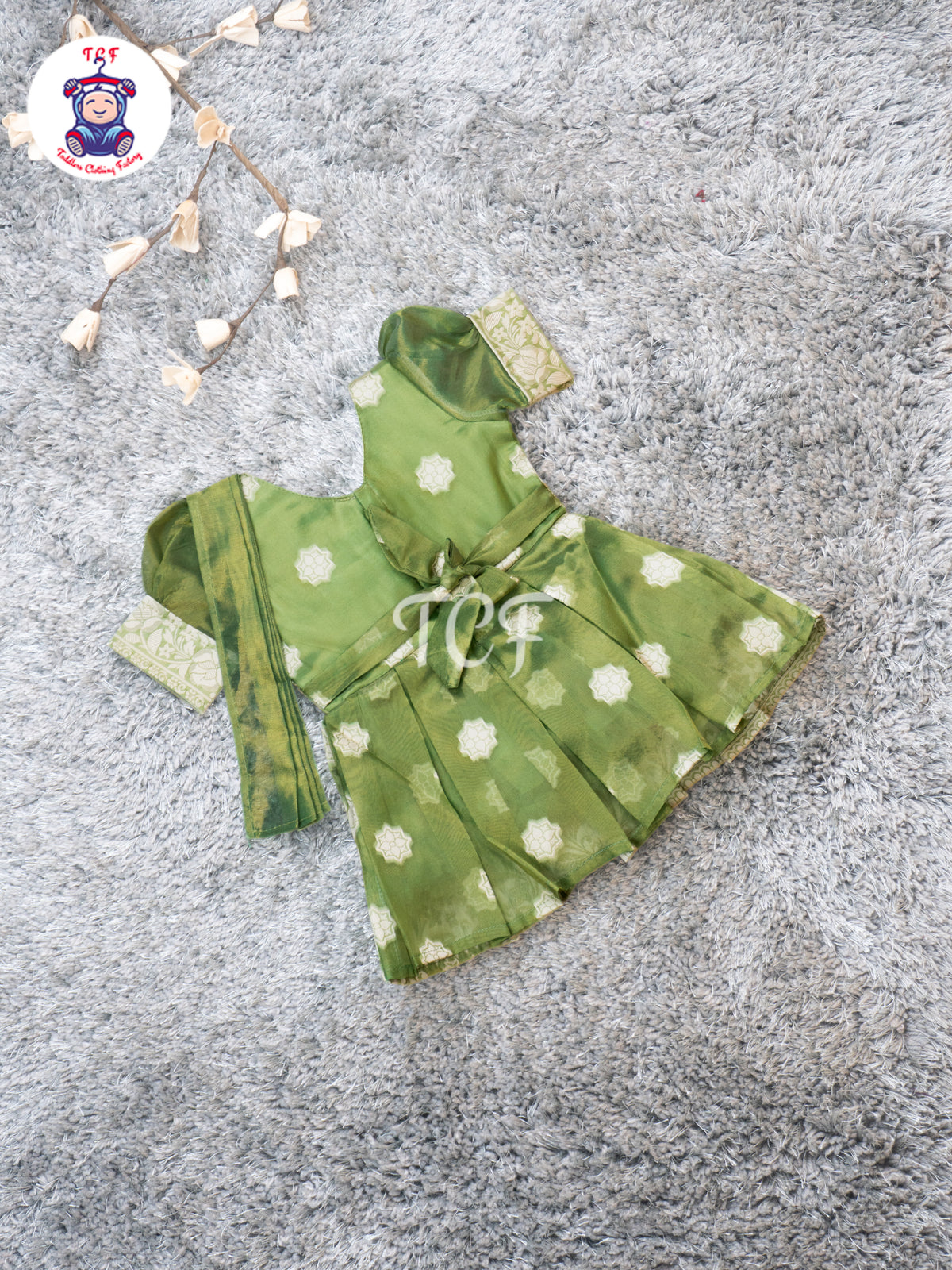 Pastel Green - Girls Floral Embroidered Frocks