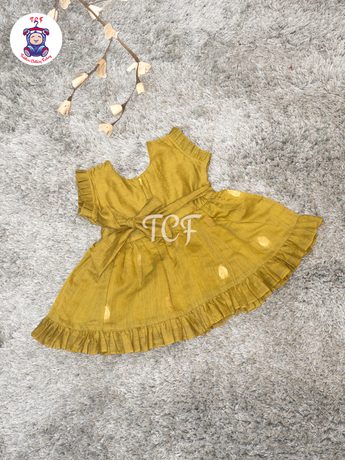 Mustard Gold - Girls Embroidered Traditional Frocks