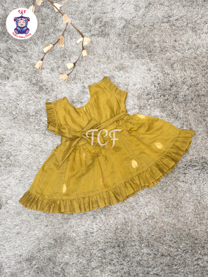 Mustard Gold - Girls Embroidered Traditional Frocks