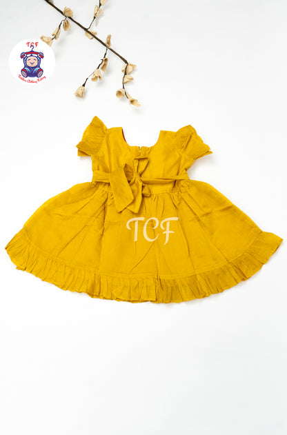 Yellow - Girls Traditional Embroidered Frocks