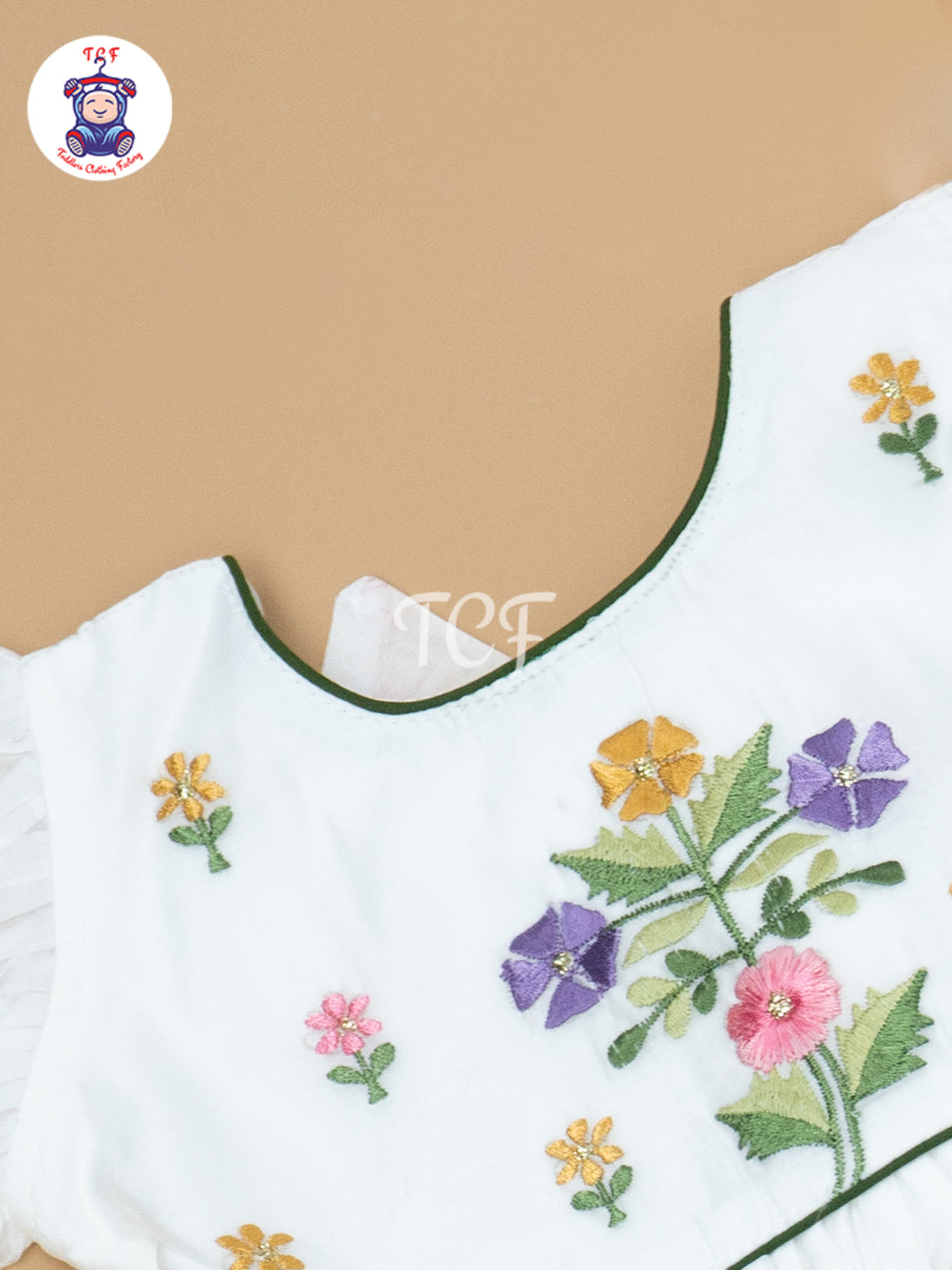 White Floral Embroidery – Kids Readymade Frocks
