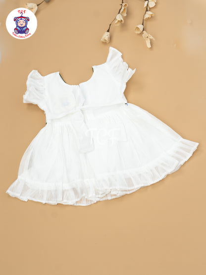 White Floral Embroidery – Kids Readymade Frocks