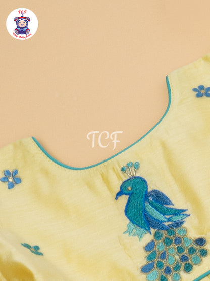 Cream Floral Embroidery – Kids Readymade Frocks
