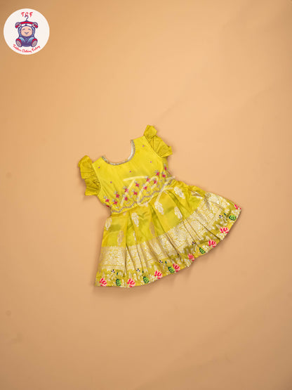 Lemon Yellow - Kids Readymade Frocks