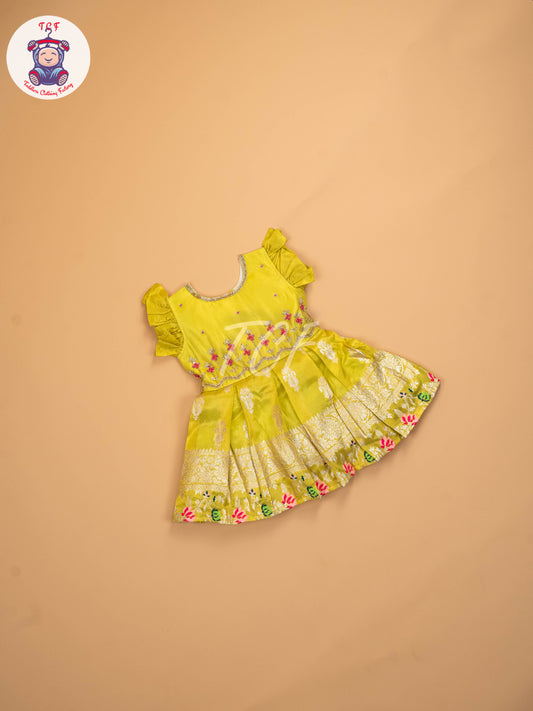 Lemon Yellow - Kids Readymade Frocks