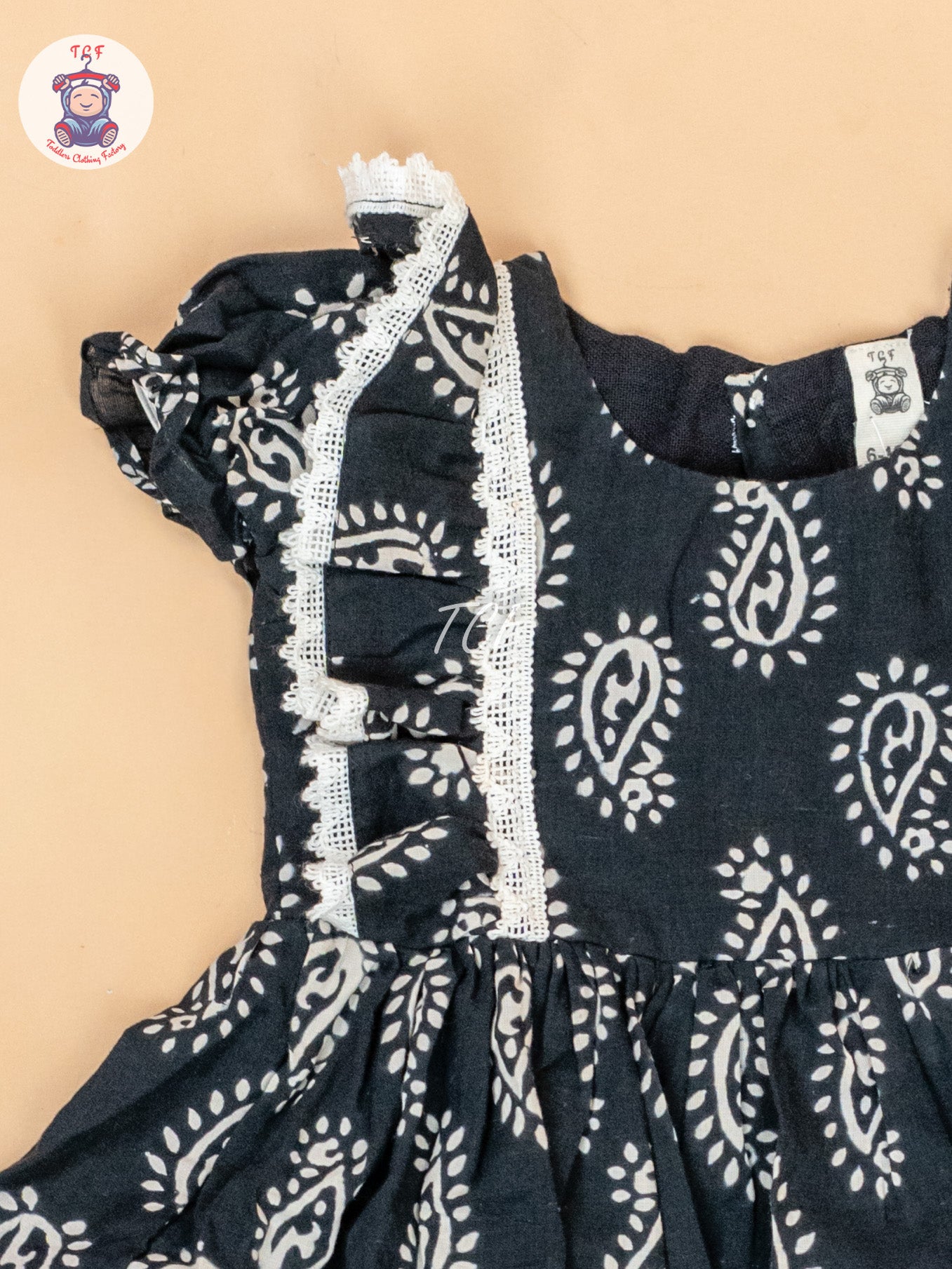 Black & Off White - Girls Cotton Embroidered Frocks