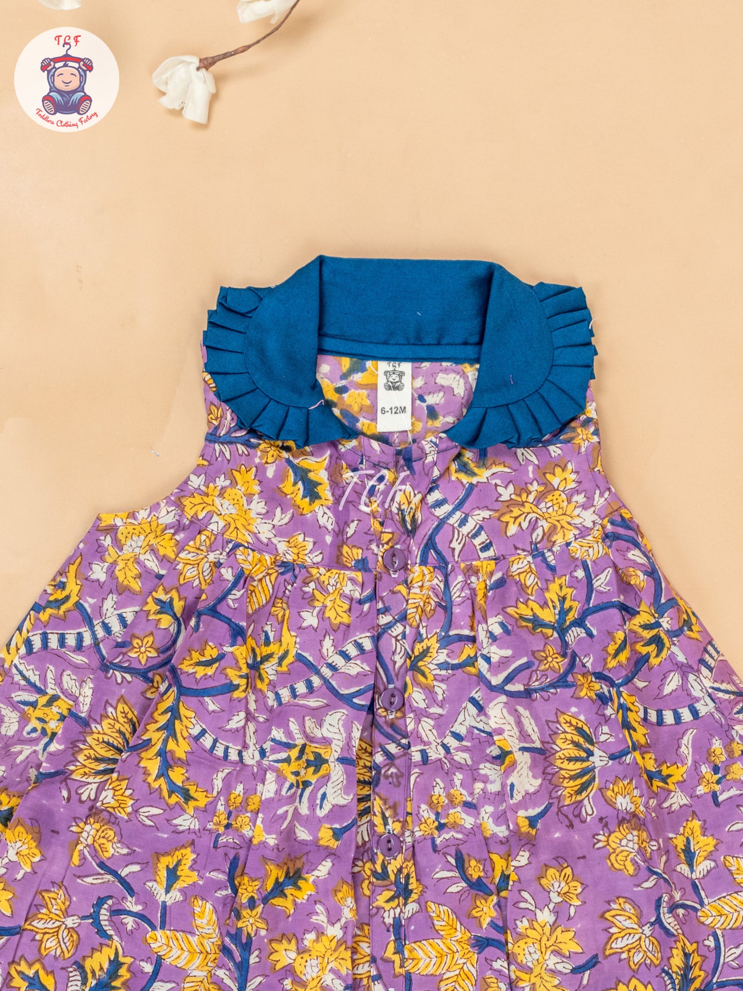 Purple - Girls Floral Printed Cotton Frock