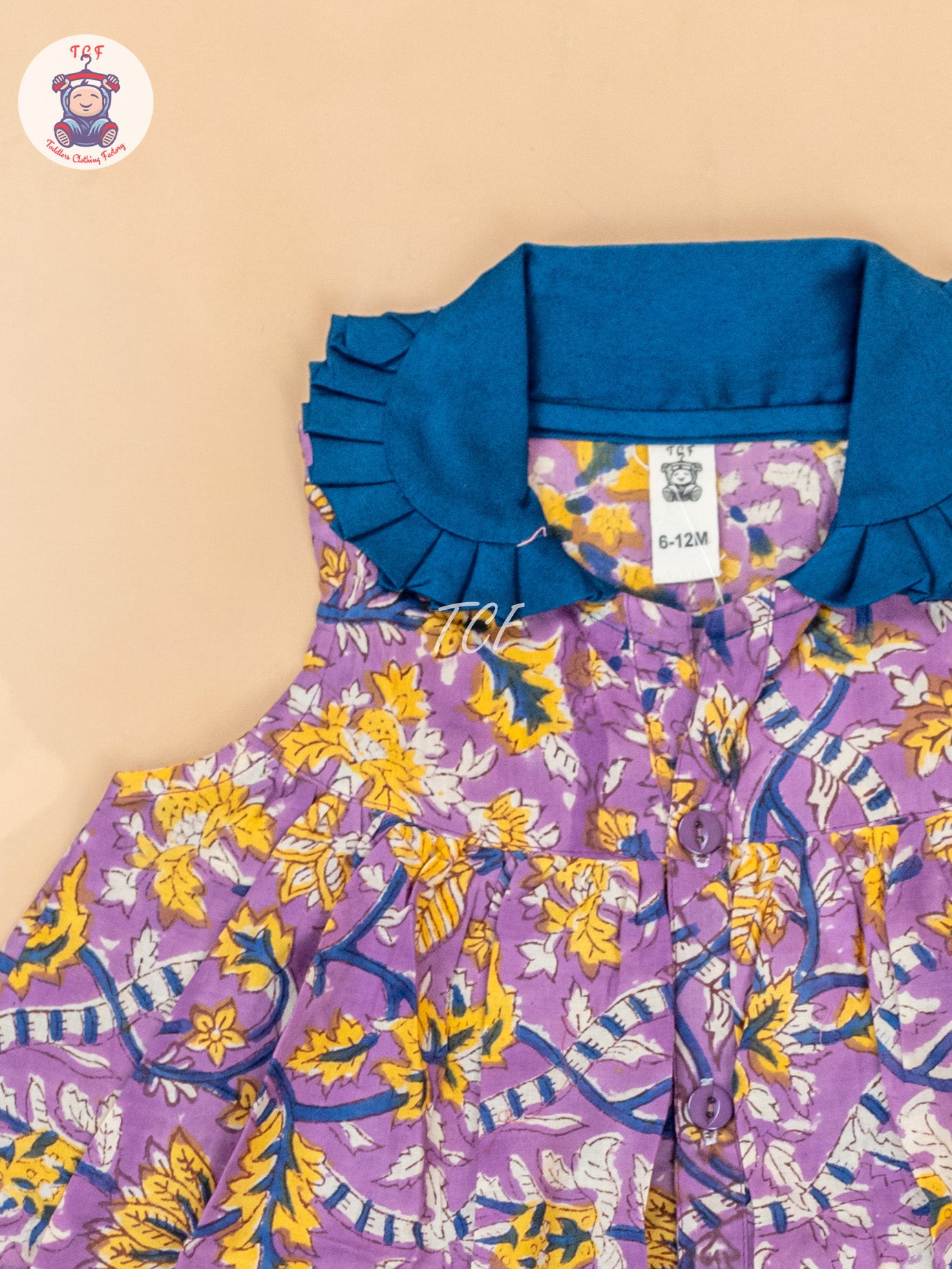 Purple - Girls Floral Printed Cotton Frock