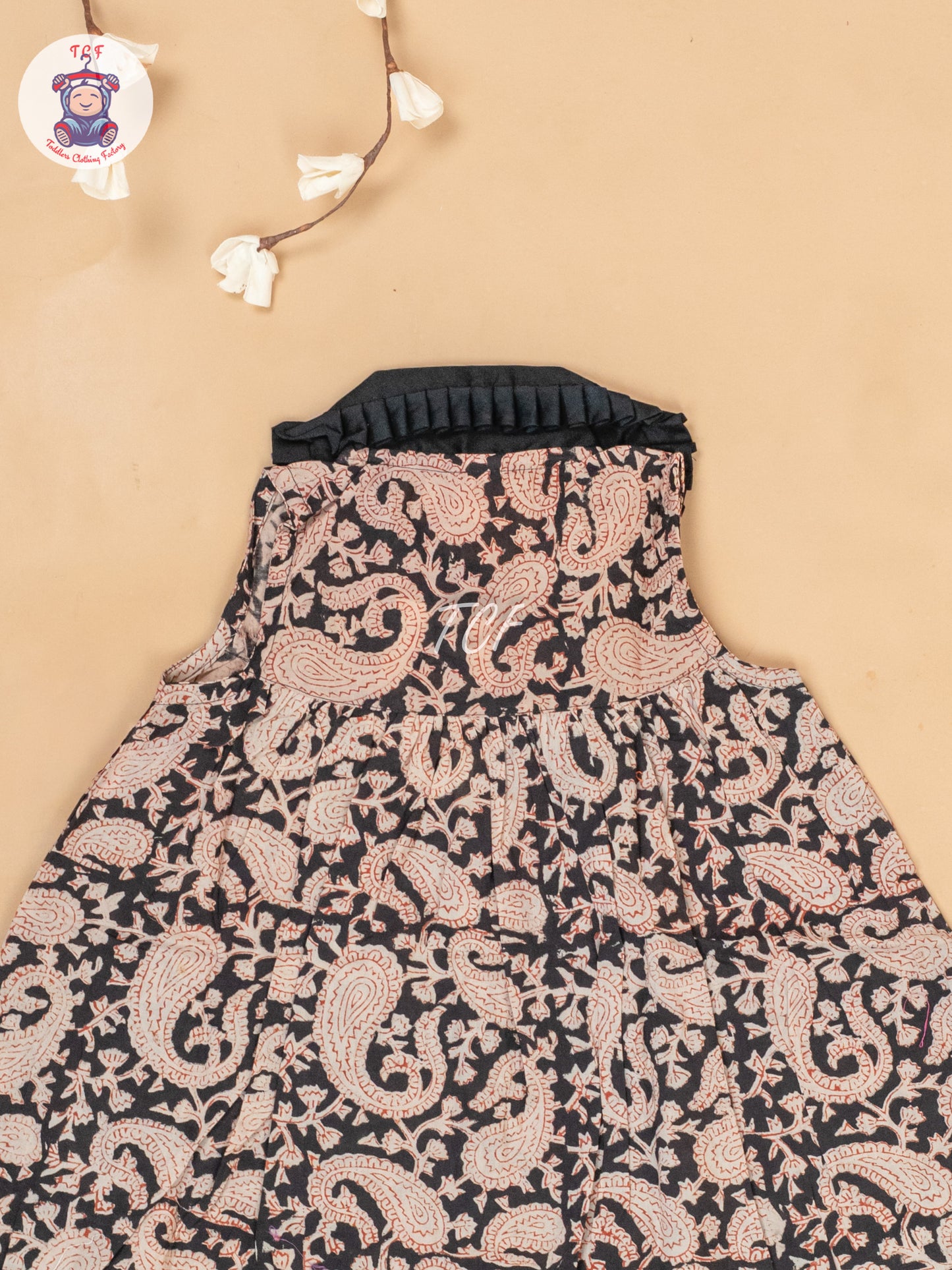 Black - Girls Floral Printed Cotton Frock