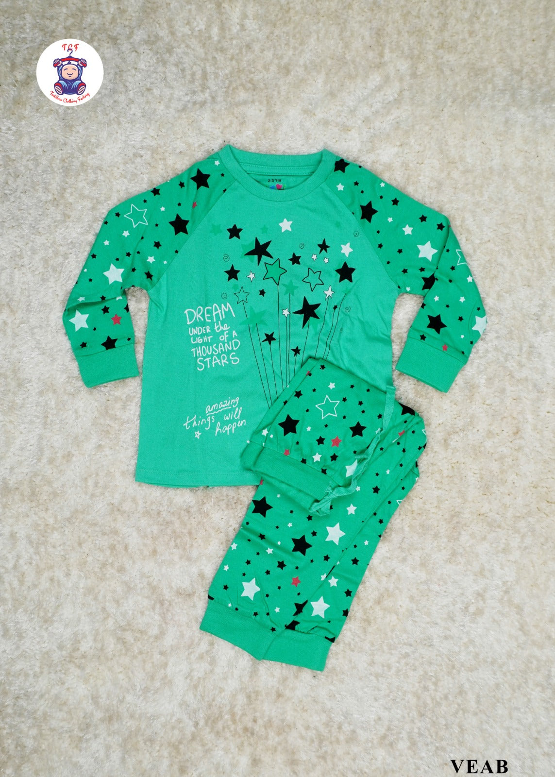Dark Green - Girls Star Night Wear