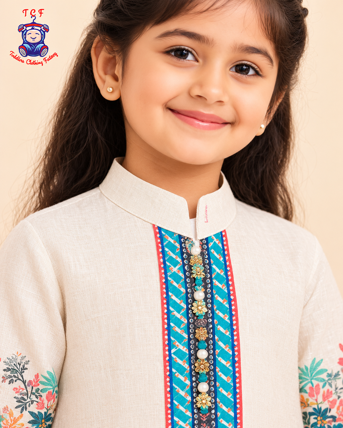 Azure Bloom Printed Kurta Palazzo Set for Girls