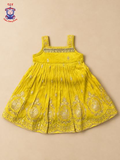 Mustard Yellow Blossom Embroidered Sharara Set for Girls