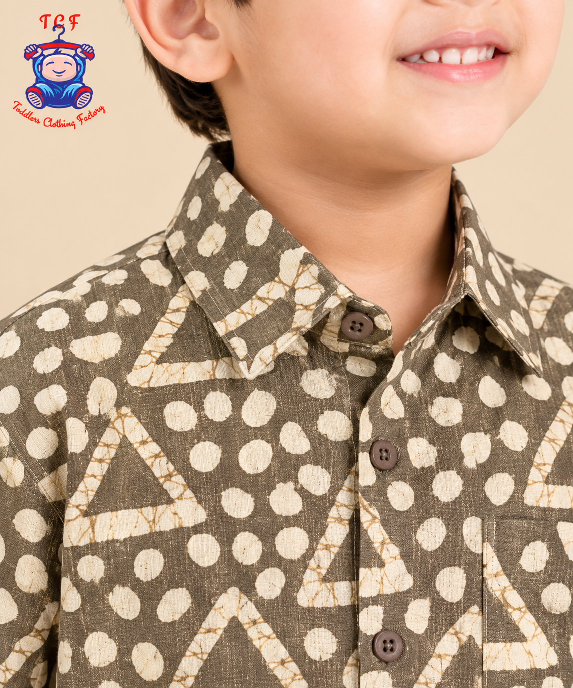 Pastel Green & Beige - Boys Readymade Bhatik Shirts