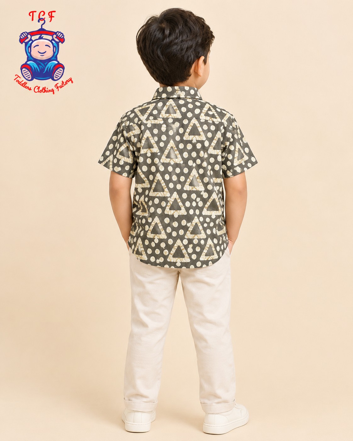 Pastel Green & Beige - Boys Readymade Bhatik Shirts