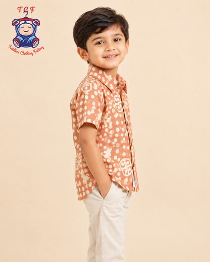 Yellow & Beige - Boys Readymade Bhatik Shirts