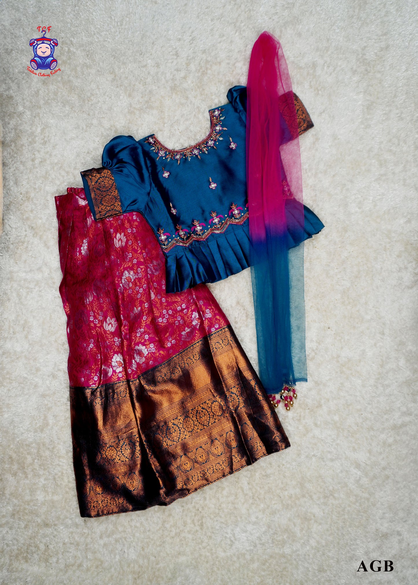 Blue & Pink - Semi Leghanga Choli