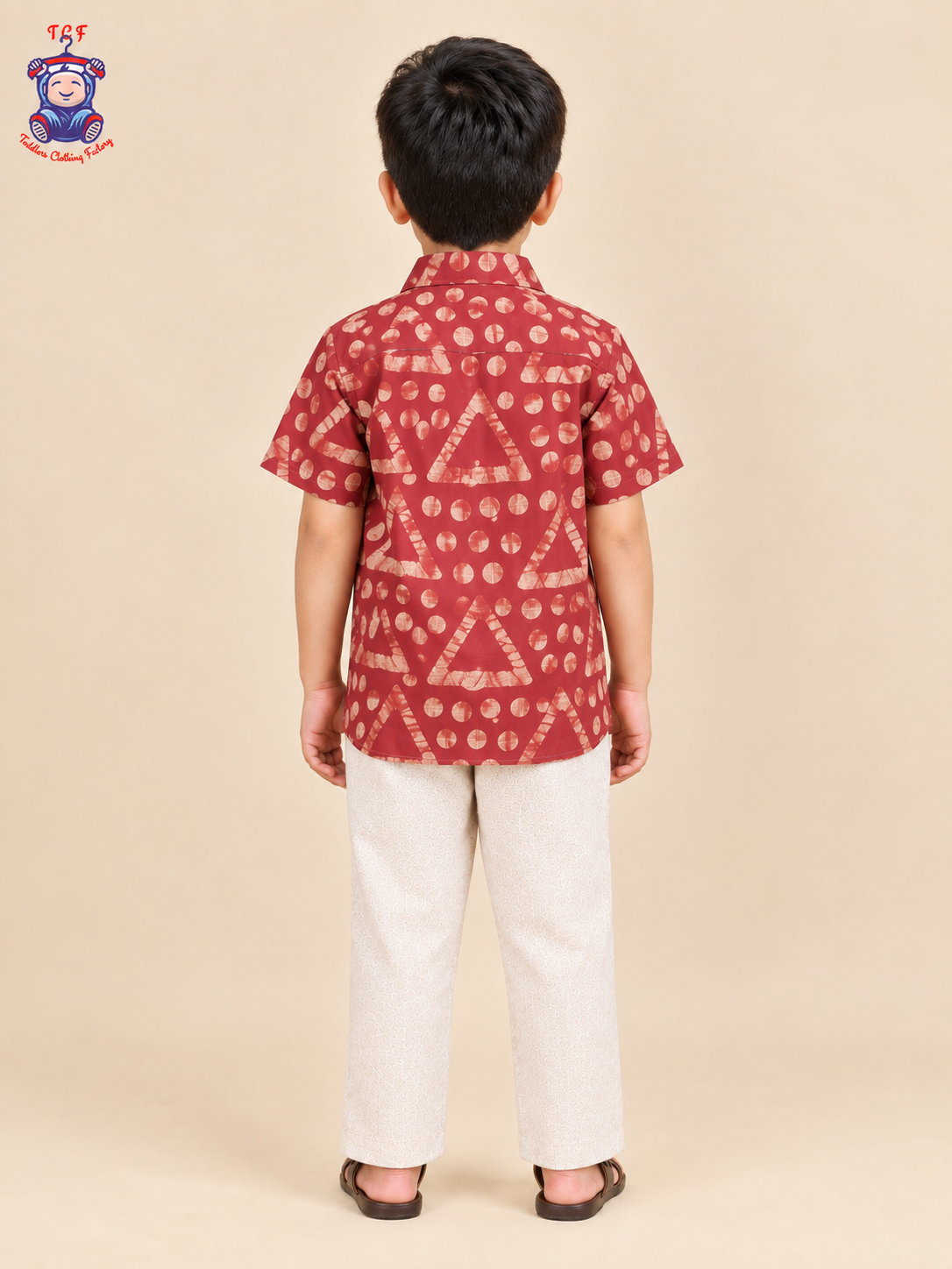 Maroon & Beige - Boys Readymade Bhatik Shirts