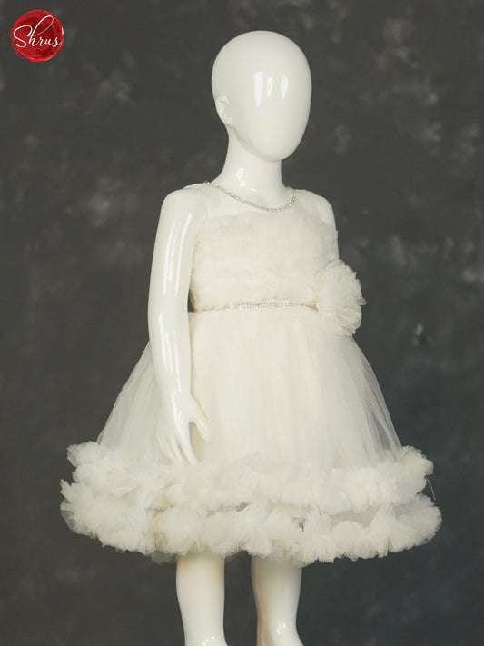White - Party Wear Netted Frock - Shop on ShrusEternity.com