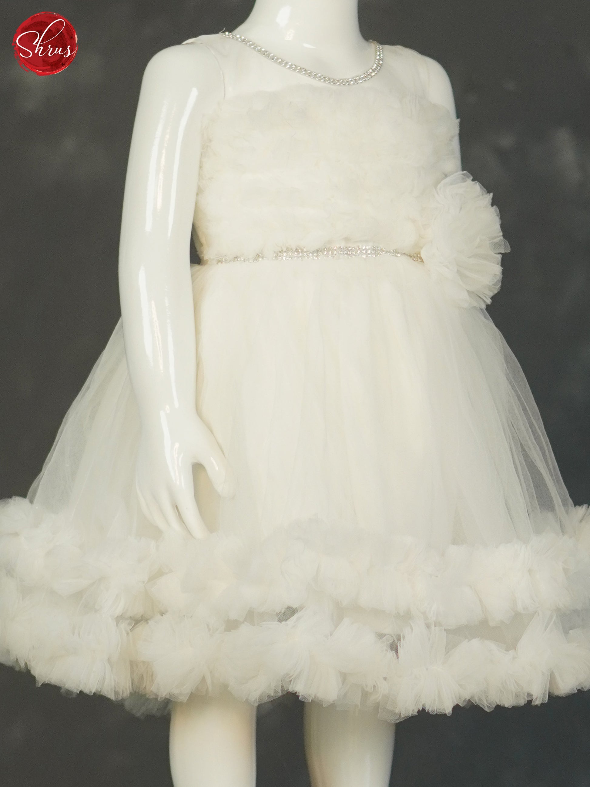 White - Party Wear Netted Frock - Shop on ShrusEternity.com