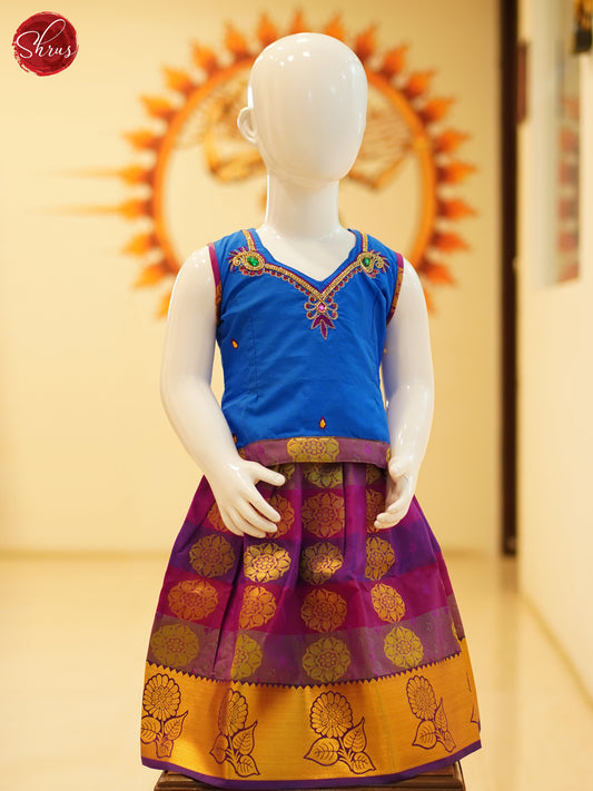 Blue & Purple - Readymade Kids Pattu Pavadai - Shop on ShrusEternity.com