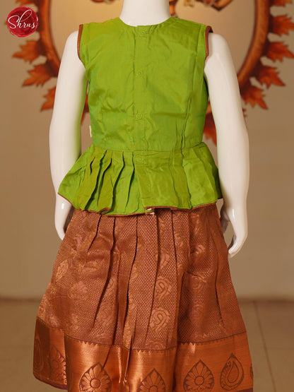 Green & Brown - Readymade Pattu Pavadai - Shop on ShrusEternity.com
