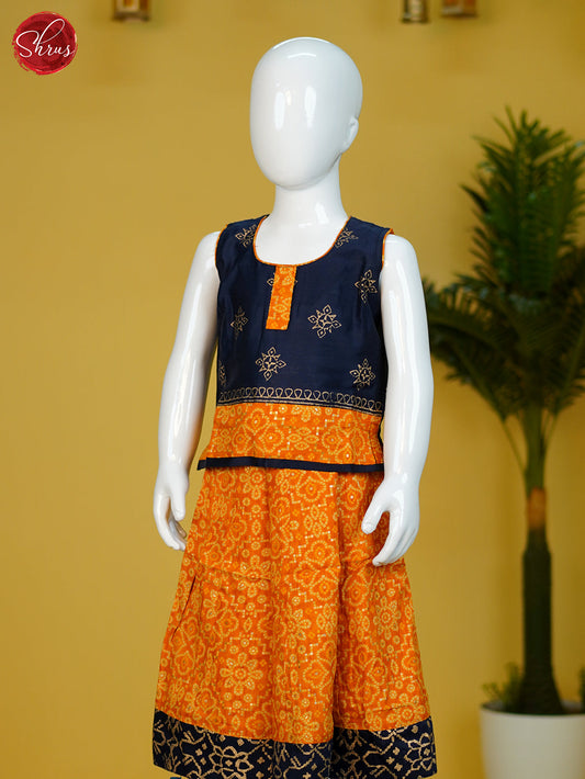 Blue & Orange - Readymade Kids Pavadai Set - Shop on ShrusEternity.com