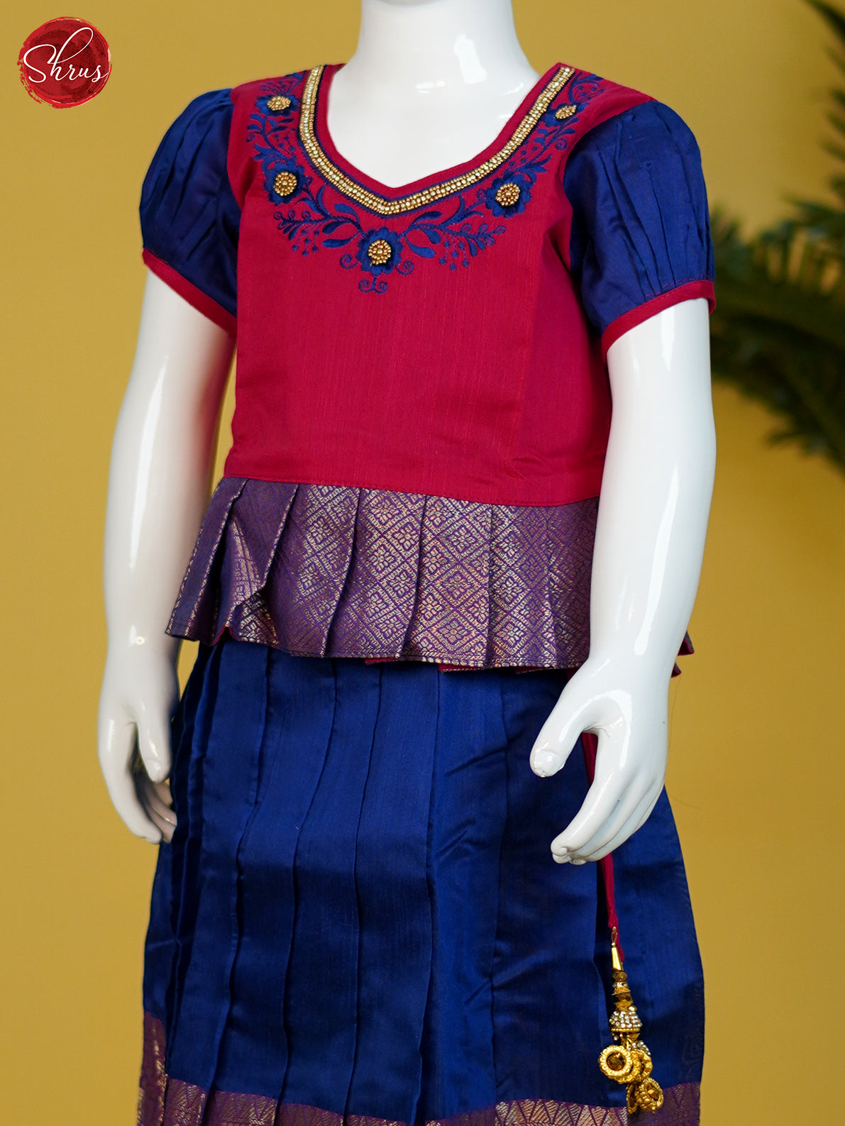 Red & Blue- Readymade Kids Pattu Pavadai - Shop on ShrusEternity.com