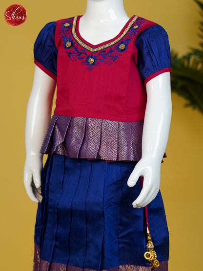 Red & Blue- Readymade Kids Pattu Pavadai - Shop on ShrusEternity.com