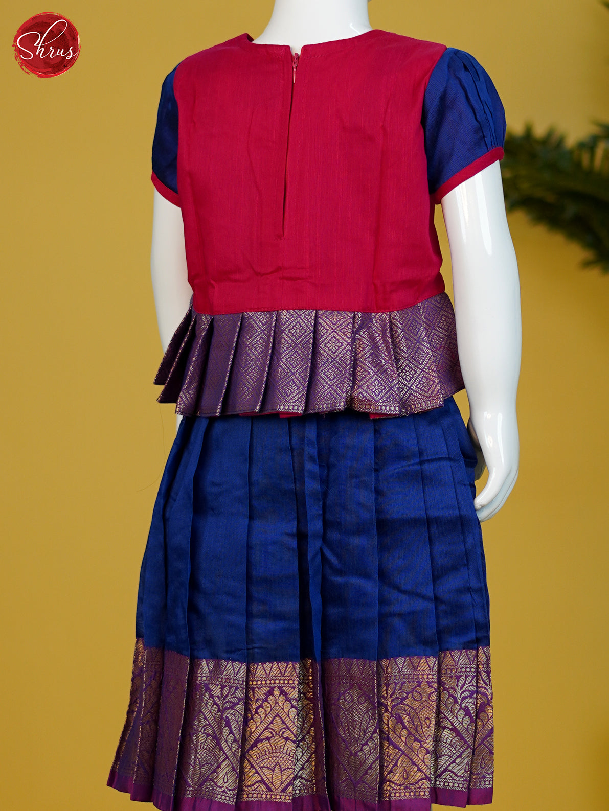 Red & Blue- Readymade Kids Pattu Pavadai - Shop on ShrusEternity.com
