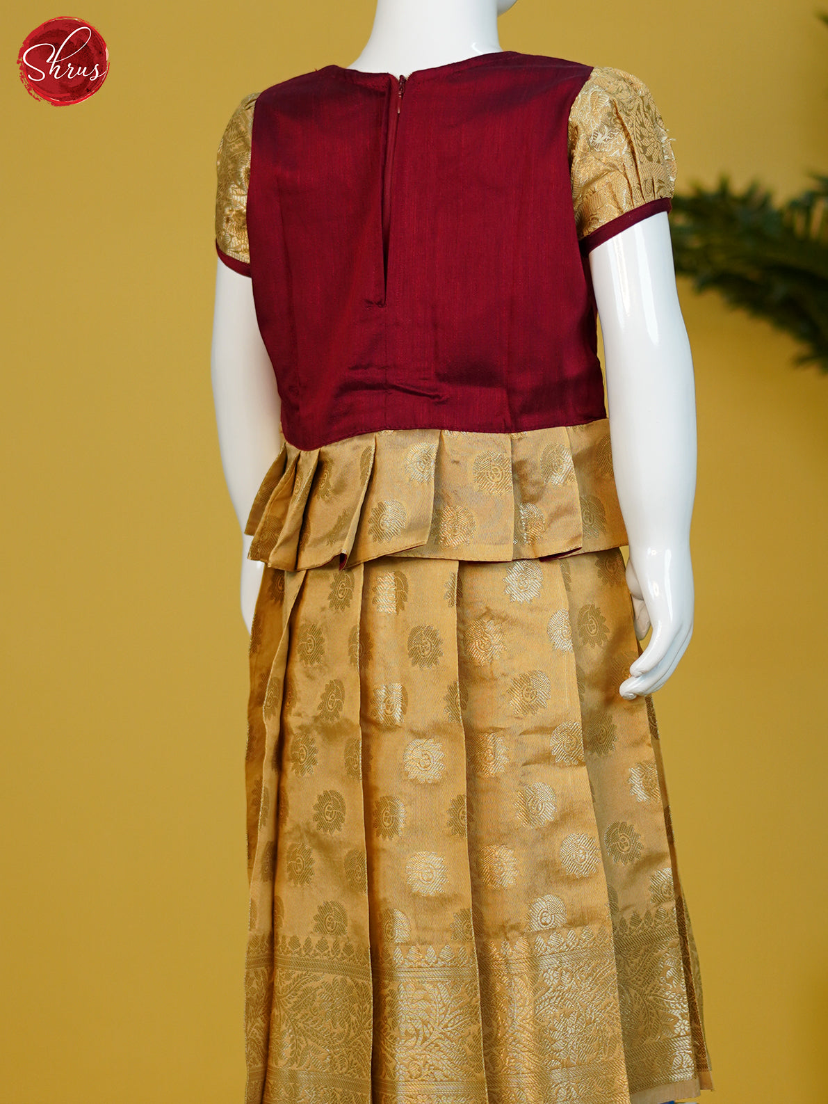 Maroon & Gold - Readymade Kids Pattu Pavadai - Shop on ShrusEternity.com