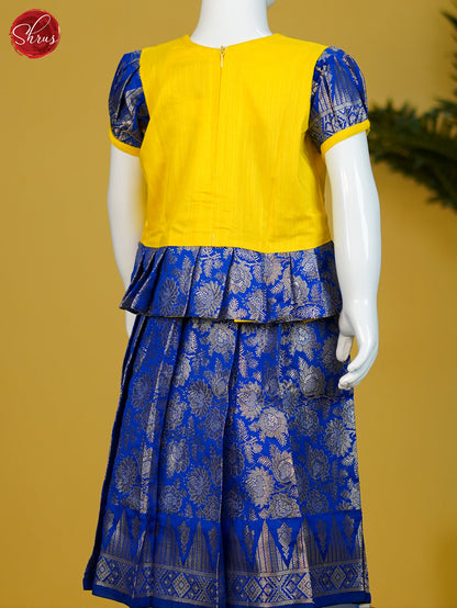 Yellow & Blue - Readymade Kids Pattu Pavadai - Shop on ShrusEternity.com