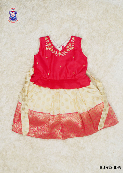 Pink & Cream - Kids Readymade Frock