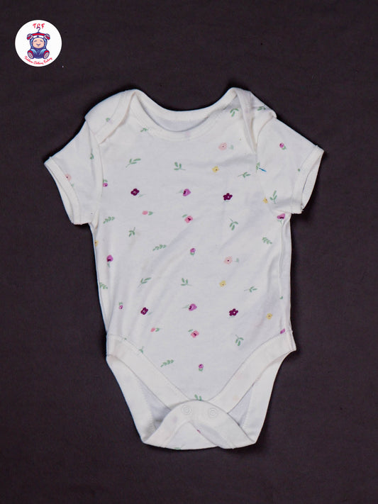 White & Flowers - Cotton Half Rompers