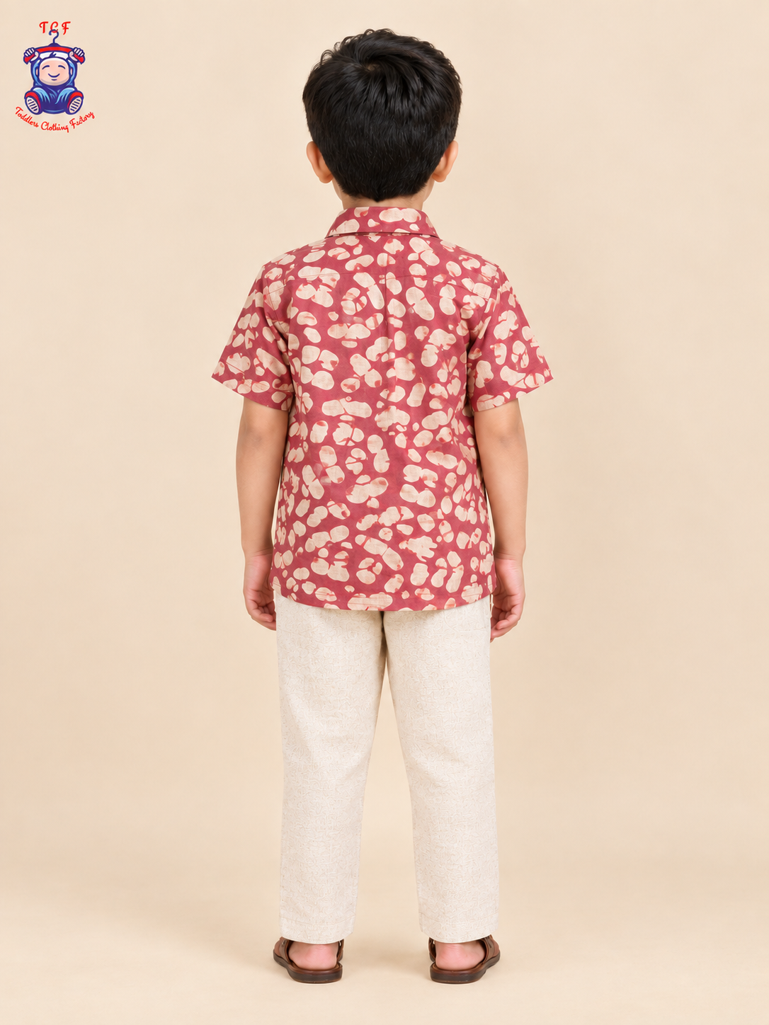 Majentha & Beige - Boys Readymade Bhatik Shirts