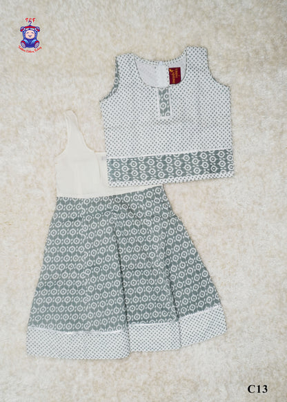 White & Grey - Cotton Pavadai Sattai
