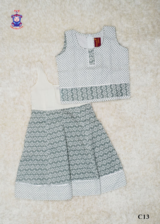 White & Grey - Cotton Pavadai Sattai