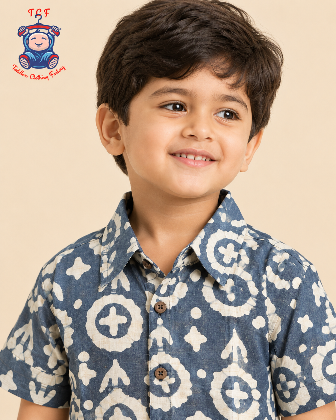 Grey & Beige - Boys Readymade Bhatik Shirts