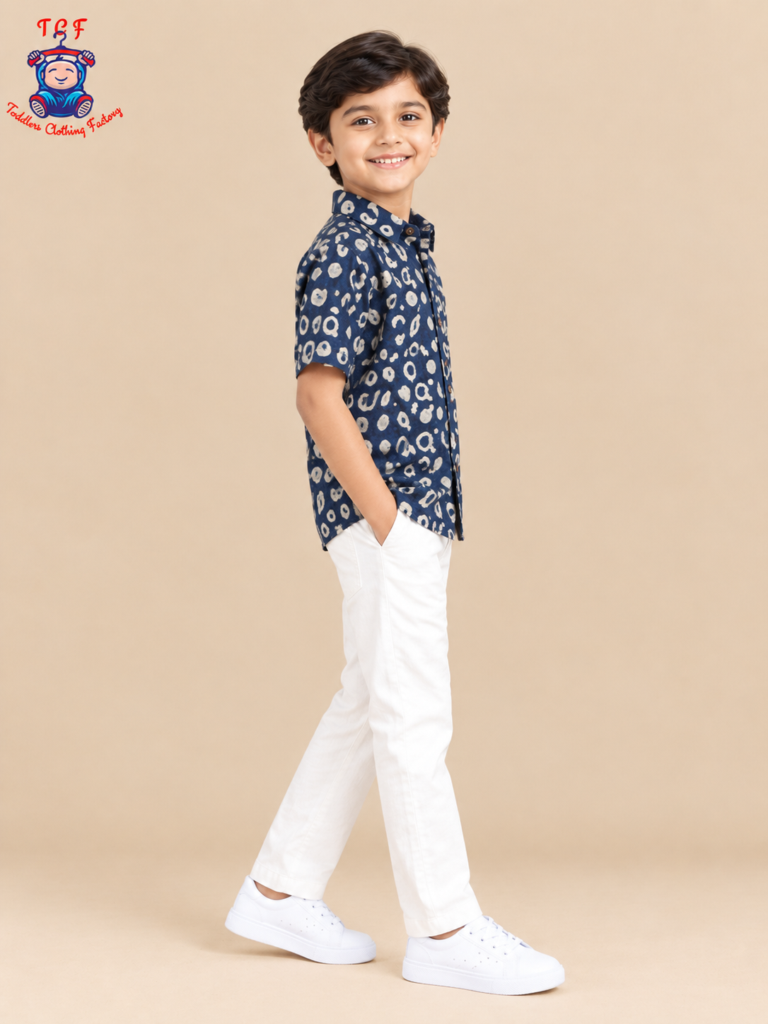 Grey & Beige - Boys Readymade Bhatik Shirts