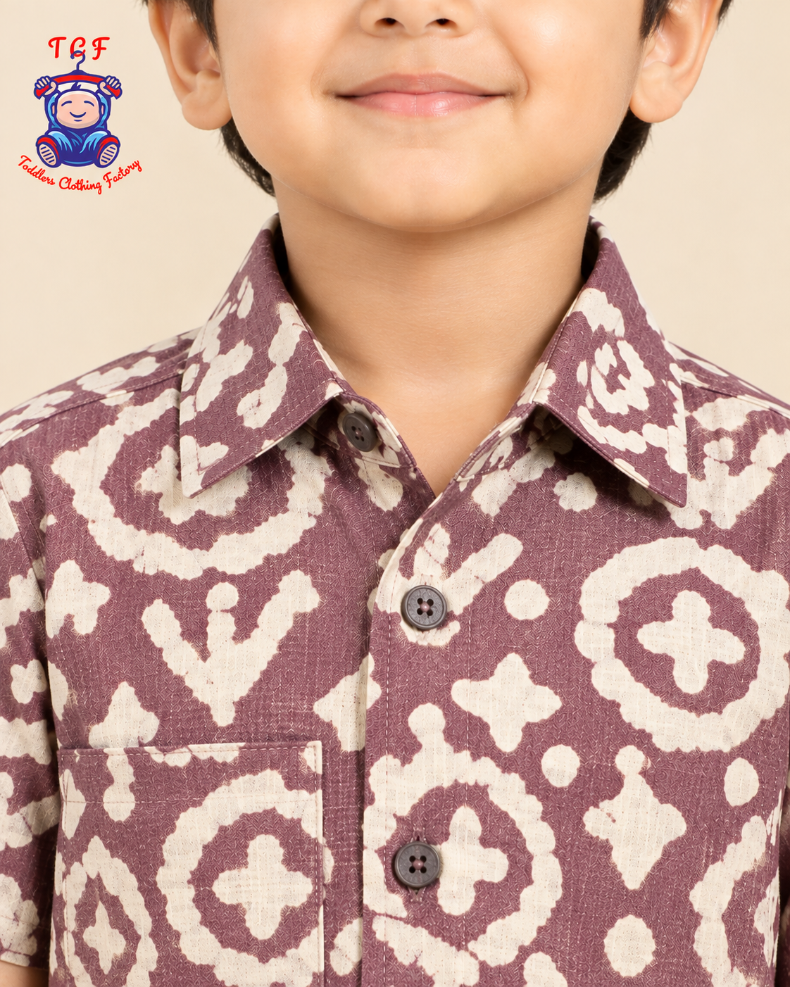 Lavender & Beige - Boys Readymade Bhatik Shirts