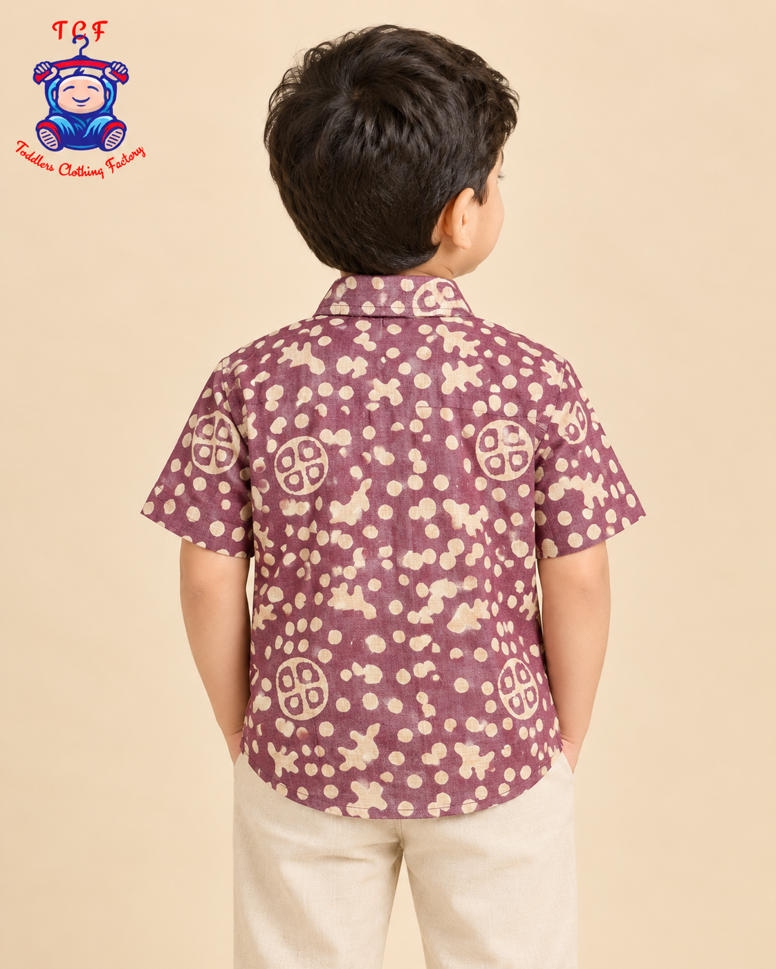 Lavender & Beige - Boys Readymade Bhatik Shirts