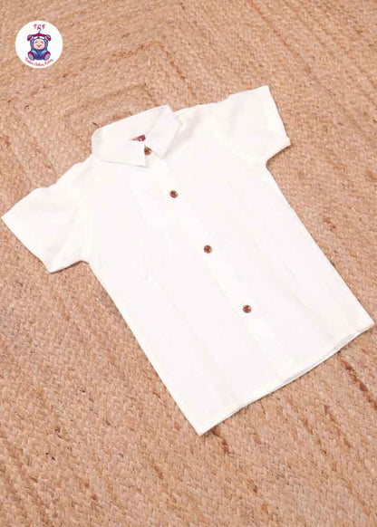 Cream - Boys Readymade Silk Cotton Shirts