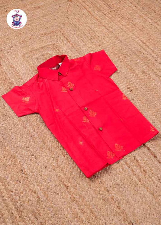 Red - Boys Readymade Silk Cotton Shirts