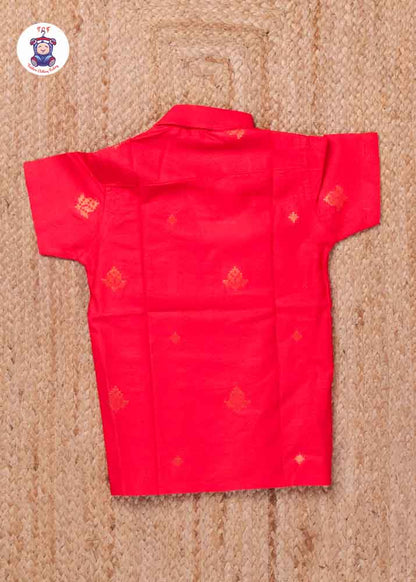 Red - Boys Readymade Silk Cotton Shirts