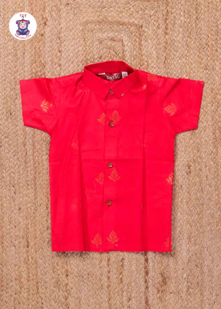 Red - Boys Readymade Silk Cotton Shirts