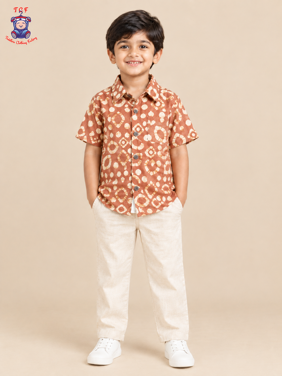 Mustard & Beige - Boys Readymade Bhatik Shirts